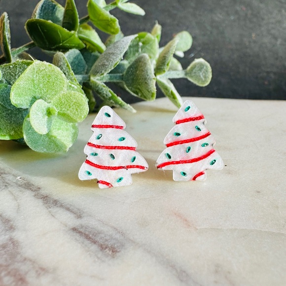 Christmas Tree Earrings Debbie cake stud for girls - Picture 7 of 8